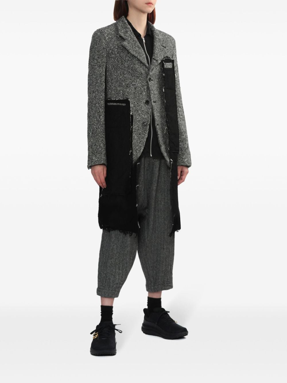 Shop Black Comme Des Garçons Tweed Panelled Blazer In Schwarz