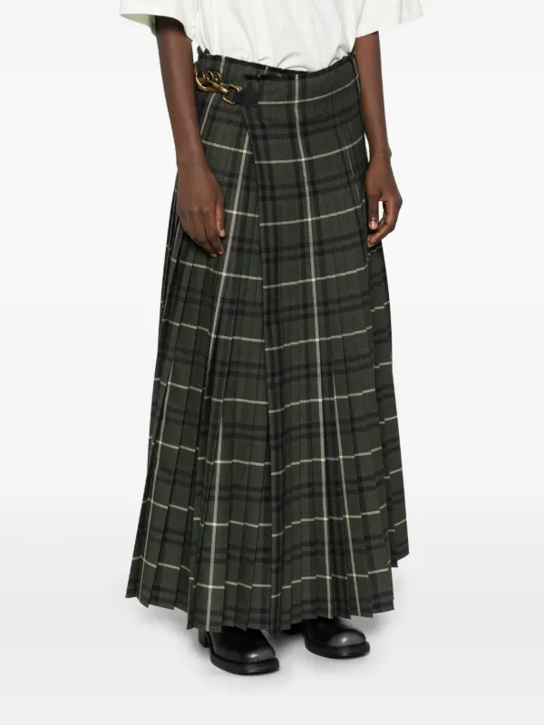 Burberry Vintage Check-pattern Maxi Skirt | Green | FARFETCH UK