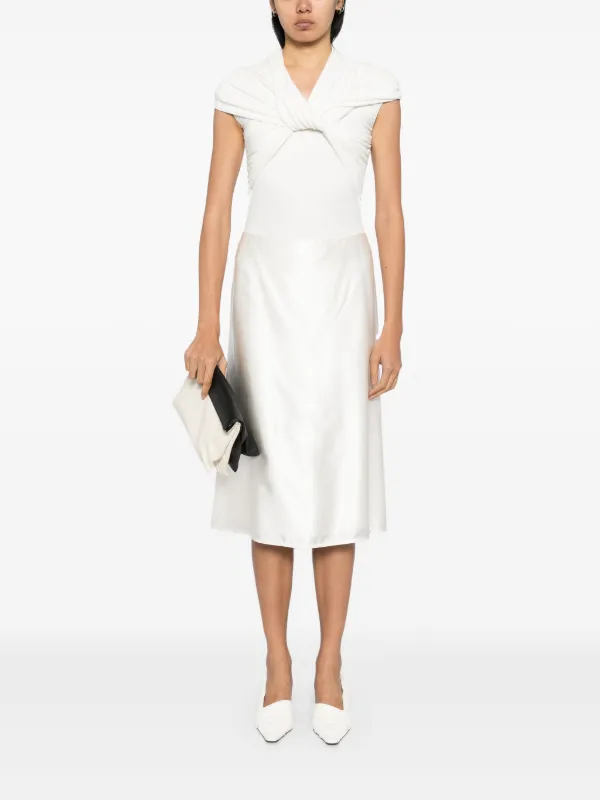 スカート JIL SANDER Women Mid Skirts J03MA0177J45078 WHITE Jil Sander textured-finish zip-up Midi Skirt | White