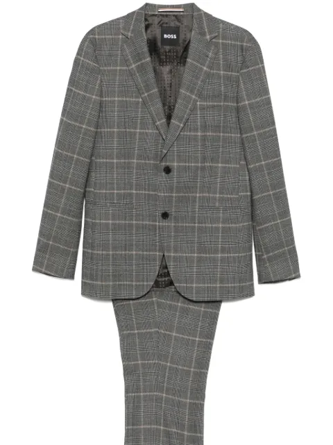 BOSS checked stretch-wool suit
