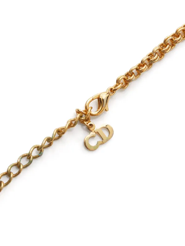 Christian Dior Pre-Owned CD rhinestone-embellished Necklace | Gold