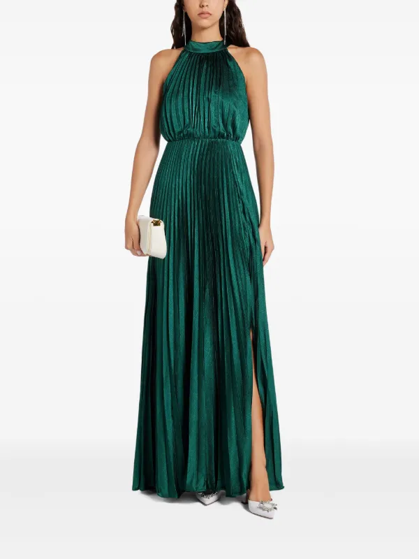 chinese dress ladies Burgundy Pleated Halter Neck Maxi Dress