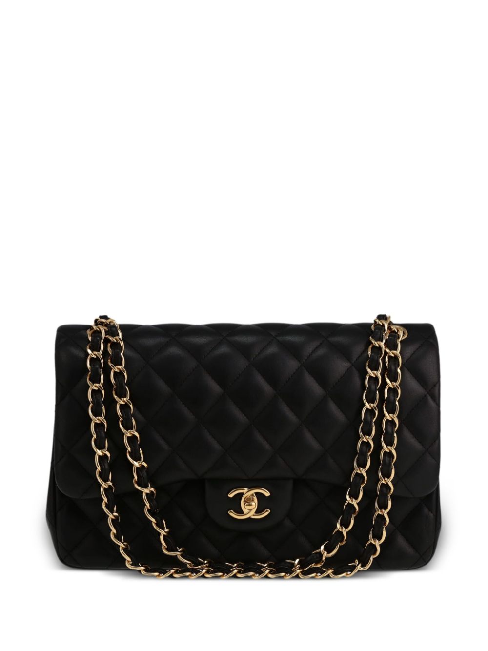 Pre-owned Chanel 2014 Jumbo Double Flap Shoulder Bag In Black