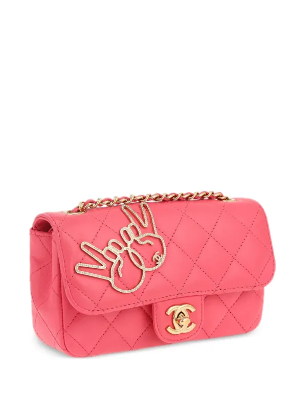 CHANEL　ハンドバッグ CHANEL 22S Black Mini Rectangle Pearl Crush Braid Gold Ball Flap