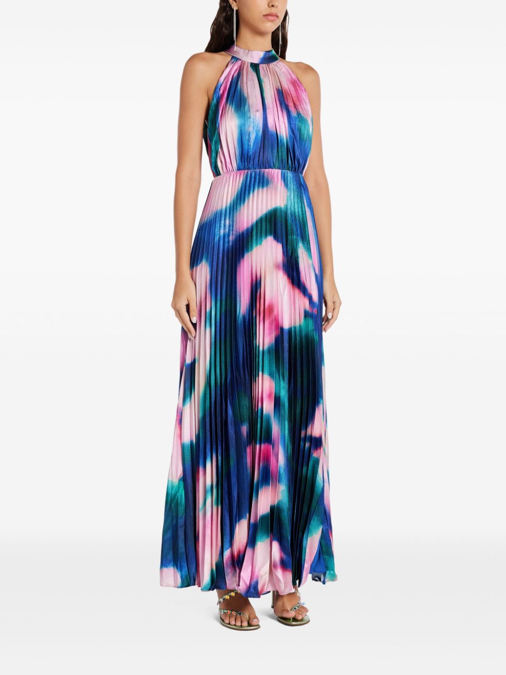 Monique Lhuillier pleated maxi dress - Blauw