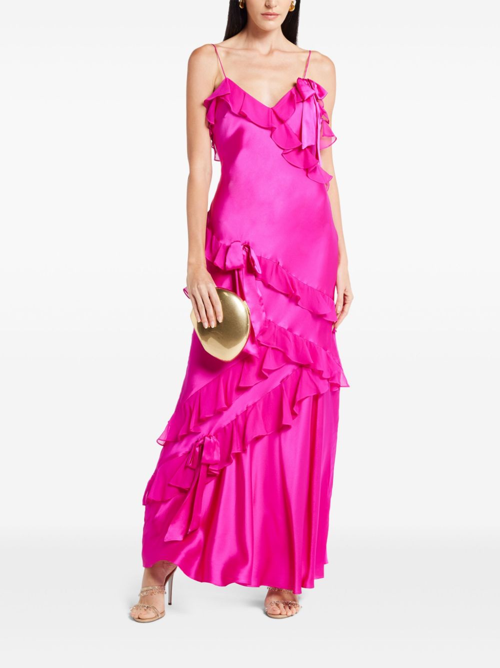 LoveShackFancy ruffle maxi dress - Roze