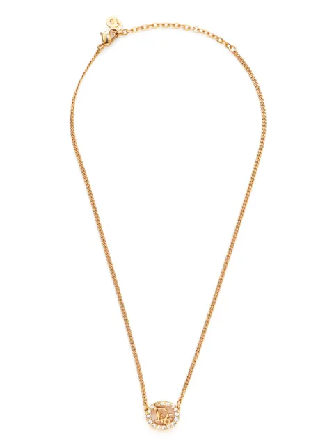 Christian Dior Pre-Owned 2005 crystal-embellished logo-pendant necklace