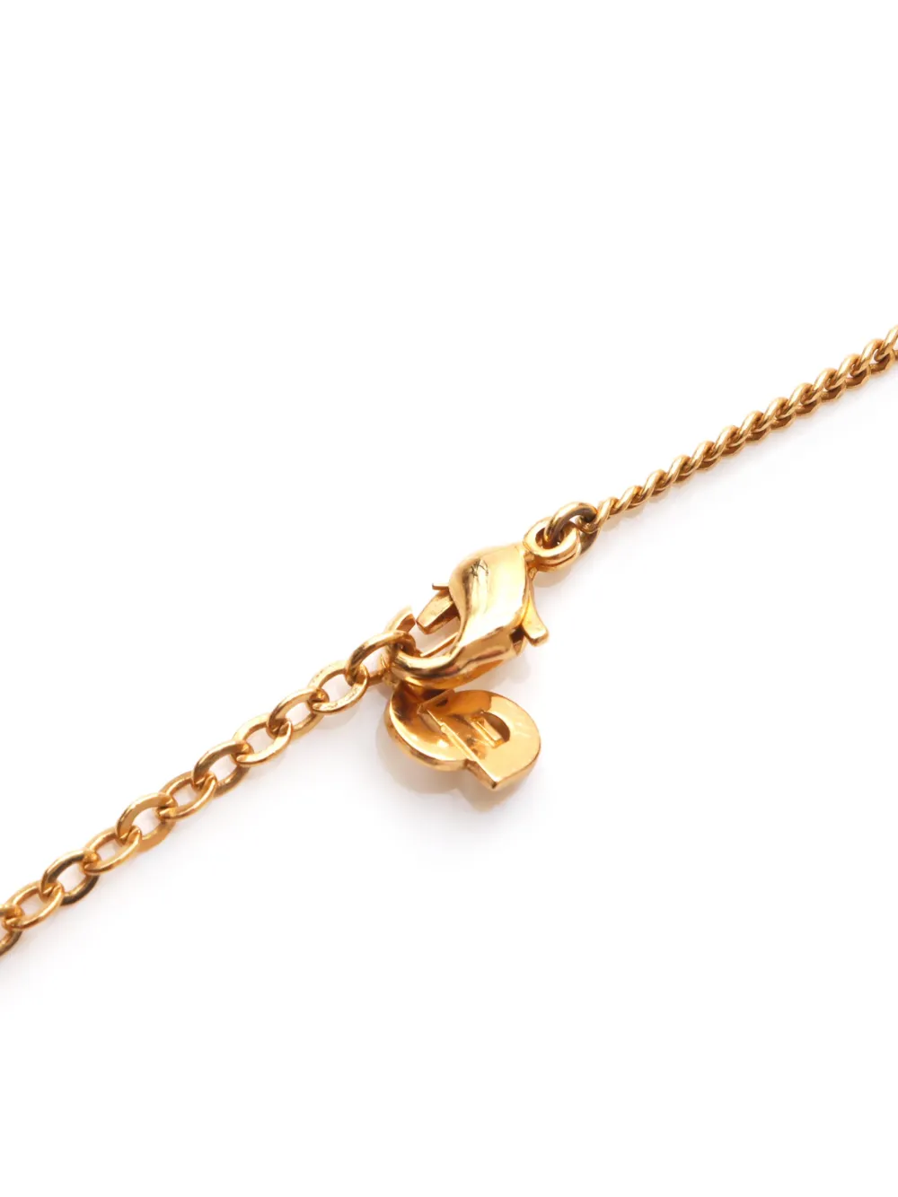 Pre-owned Dior Crystal-embellished Logo-pendant Necklace In Gold