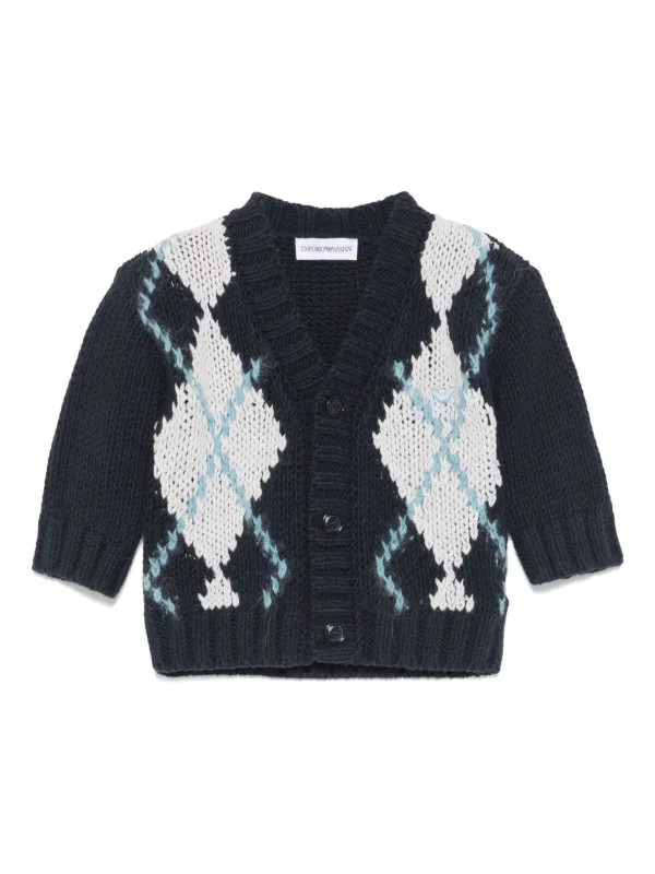 Emporio Armani Kids アーガイル カーディガン | ブラック | FARFETCH JP