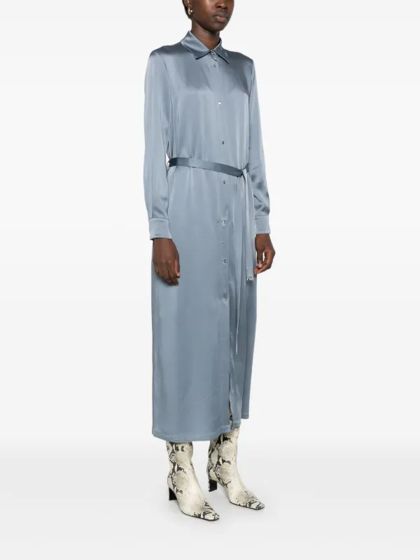 【送料&関税込】Herno Satin Long Dress Herno Satin Maxi Dress | Blue | FARFETCH