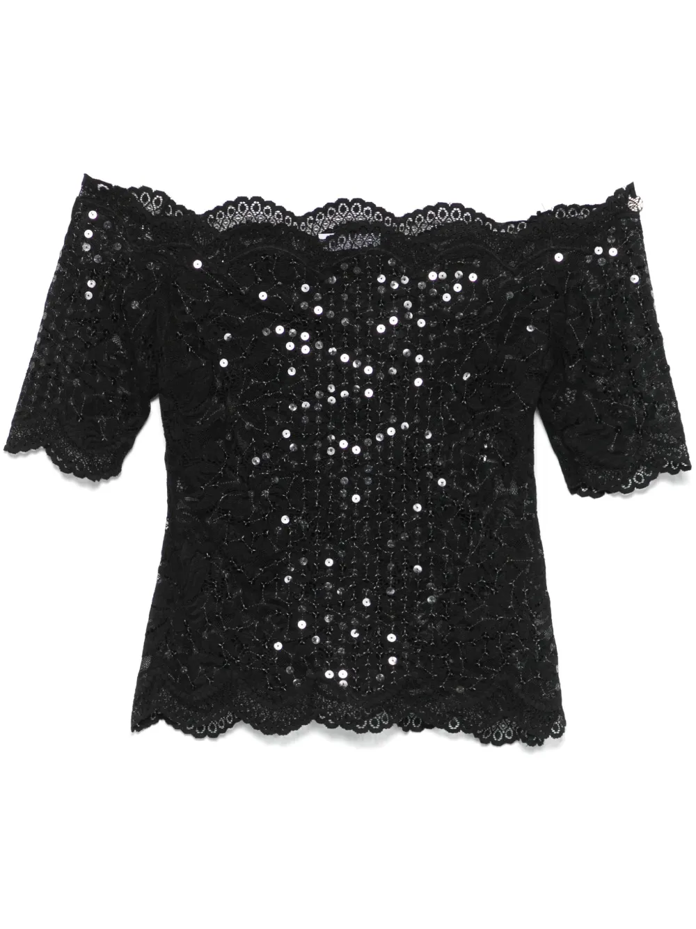 Rabanne Off-shoulder top Zwart