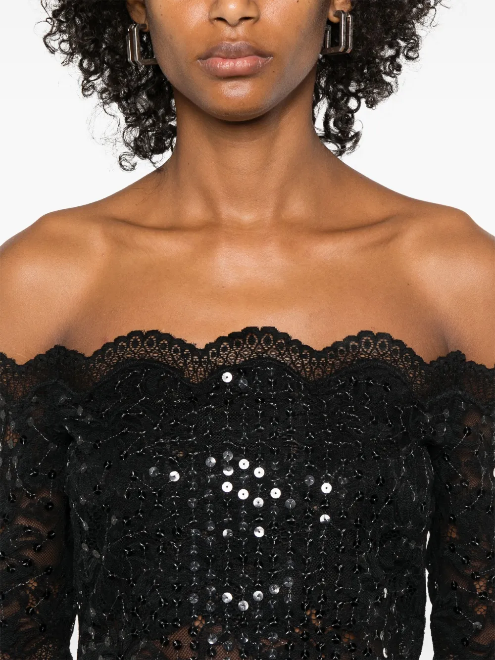 Rabanne Off-shoulder top Zwart