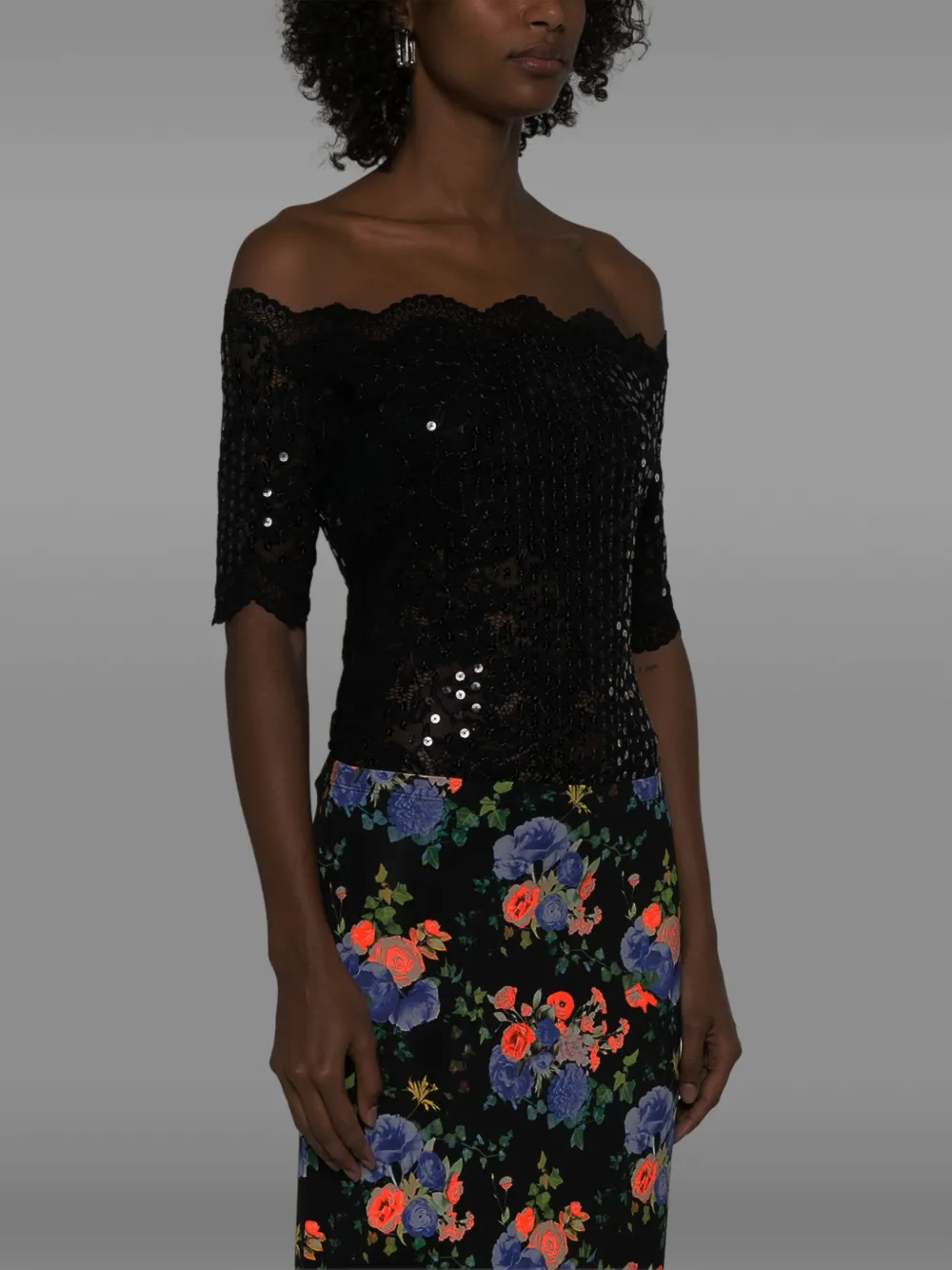 Rabanne Off-shoulder top Zwart