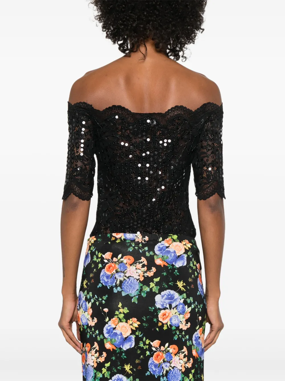 Rabanne Off-shoulder top Zwart
