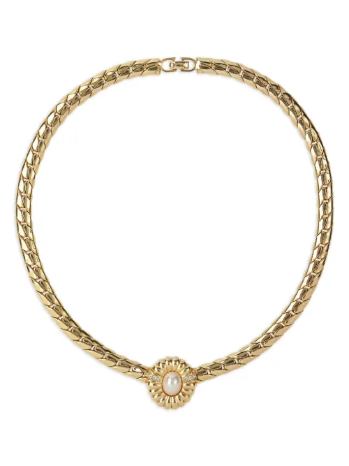 Collier en chaîne à perles artificielles (années 1980) - Christian Dior Pre-Owned - Modalova