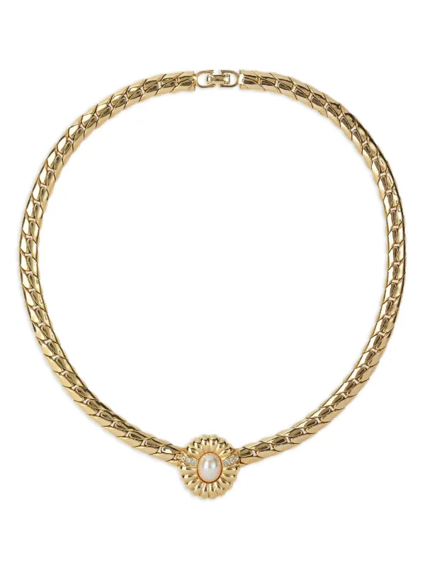 Dior チェーンネックレス パール付き Christian Dior Pre-Owned 1980s イミテーションパール チェーン