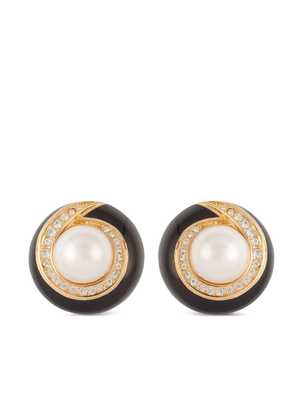 Christian Dior Pre-Owned 1980s faux-pearl clip-on earrings - Gold