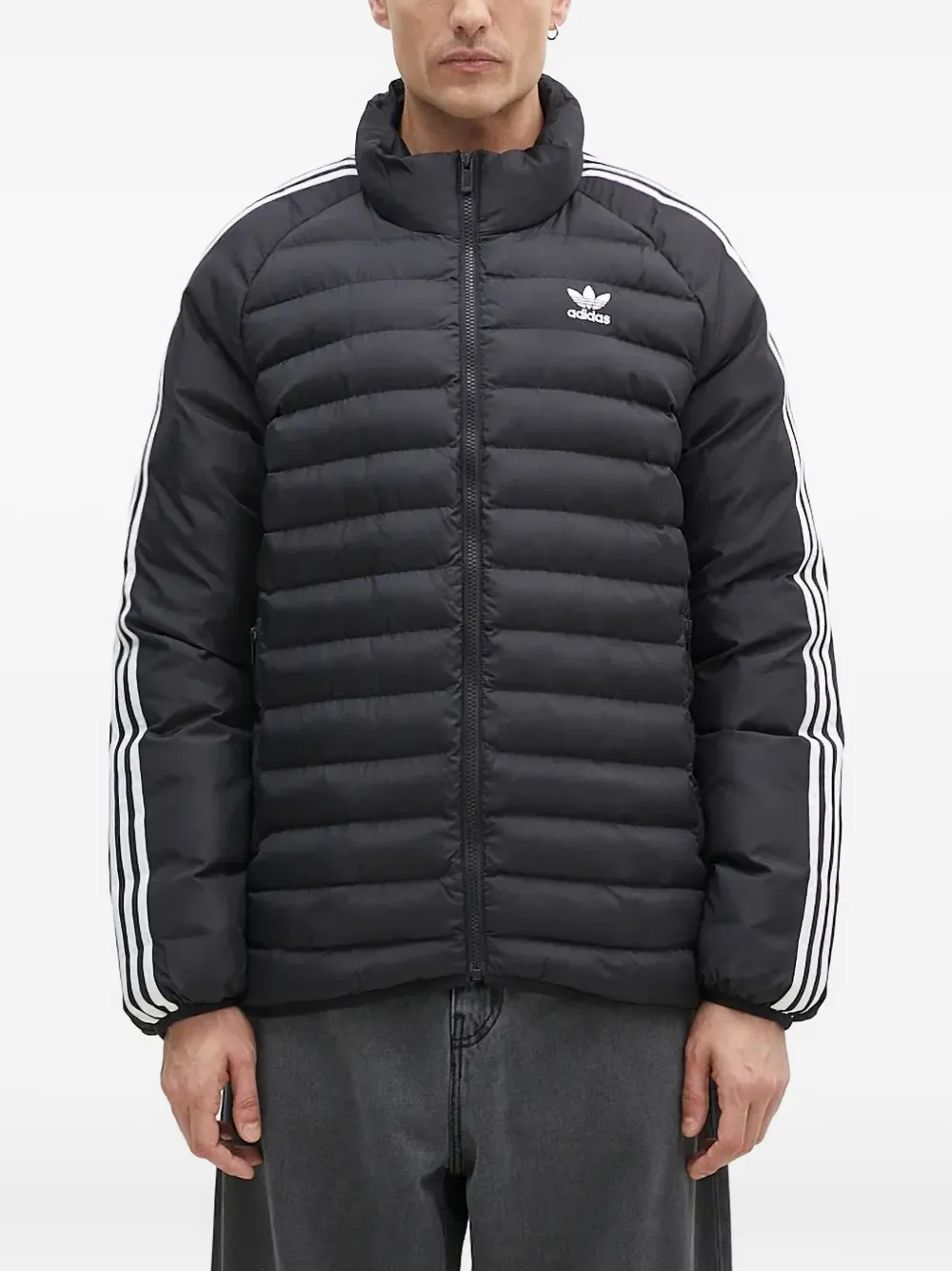adidas three-stripe detail padded jacket - ブラック adidas three-stripe detail padded jacket - ブラック