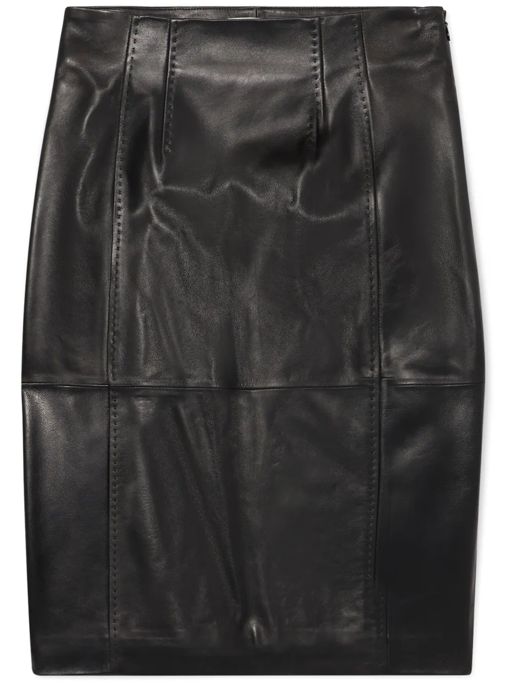Brooks Brothers high-waisted leather pencil skirt – Black