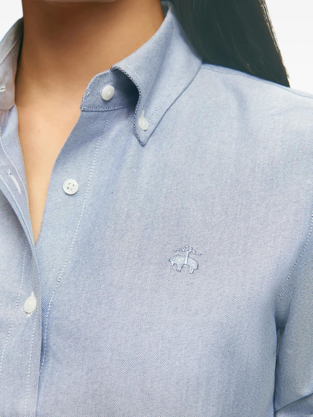 Brooks Brothers embroidered-logo oxford shirt Blauw