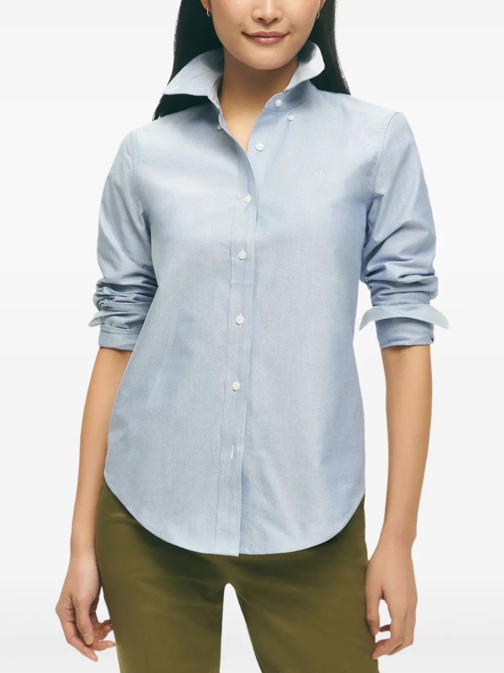 Brooks Brothers embroidered-logo oxford shirt Blauw