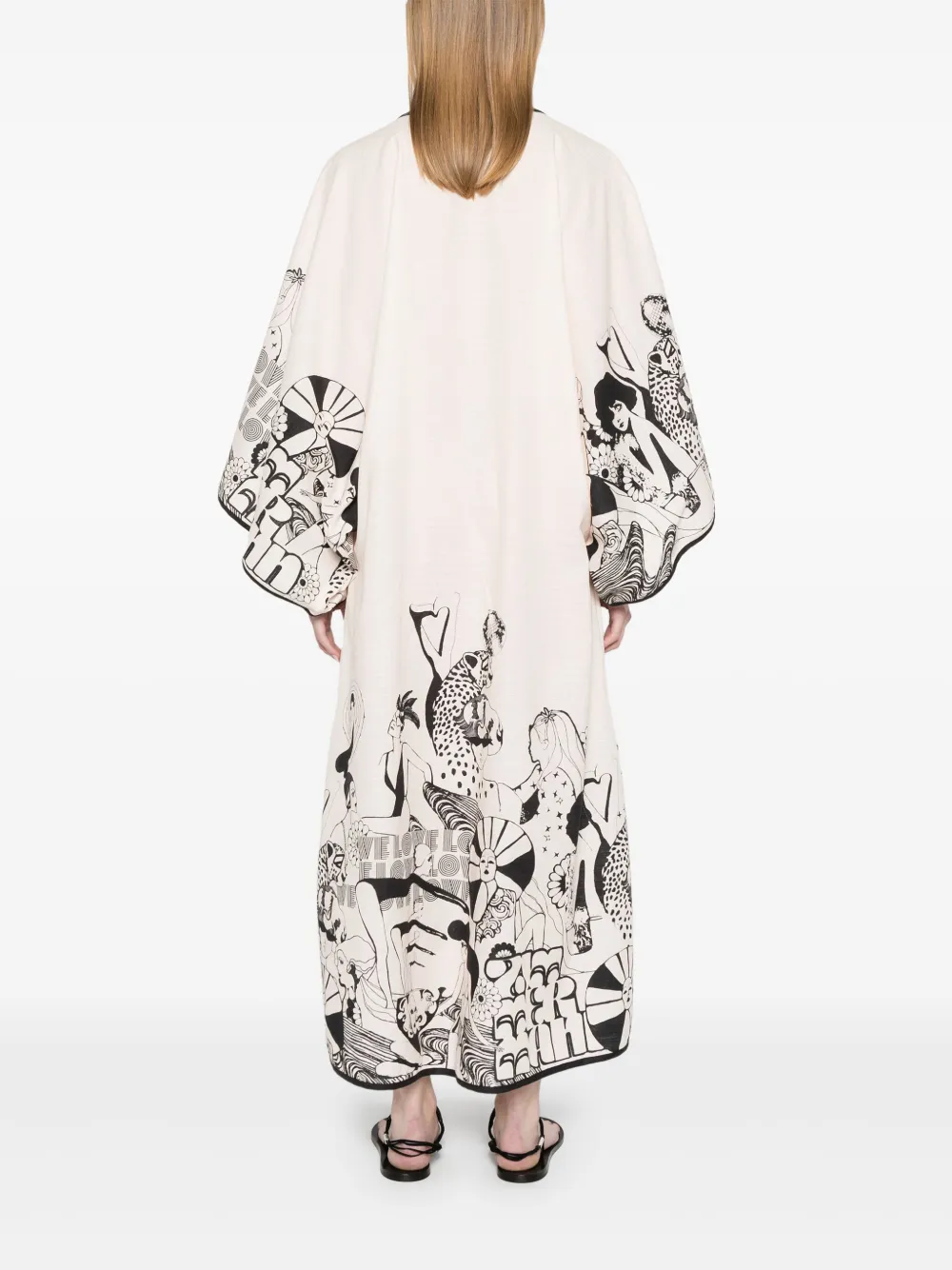 ZIMMERMANN Maxine midi-jurk Beige