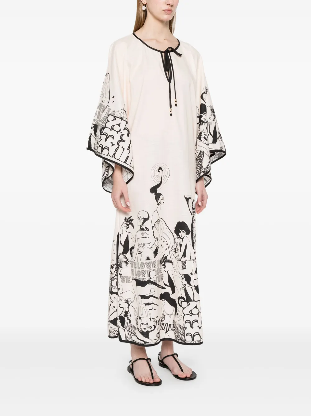 ZIMMERMANN Maxine midi-jurk Beige