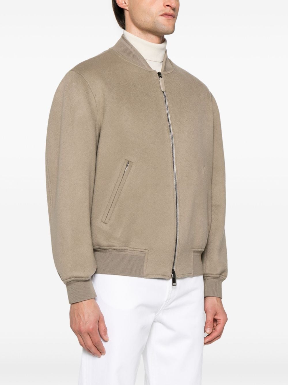 BRIONI BRUSHED-EFFECT BOMBER JACKET 