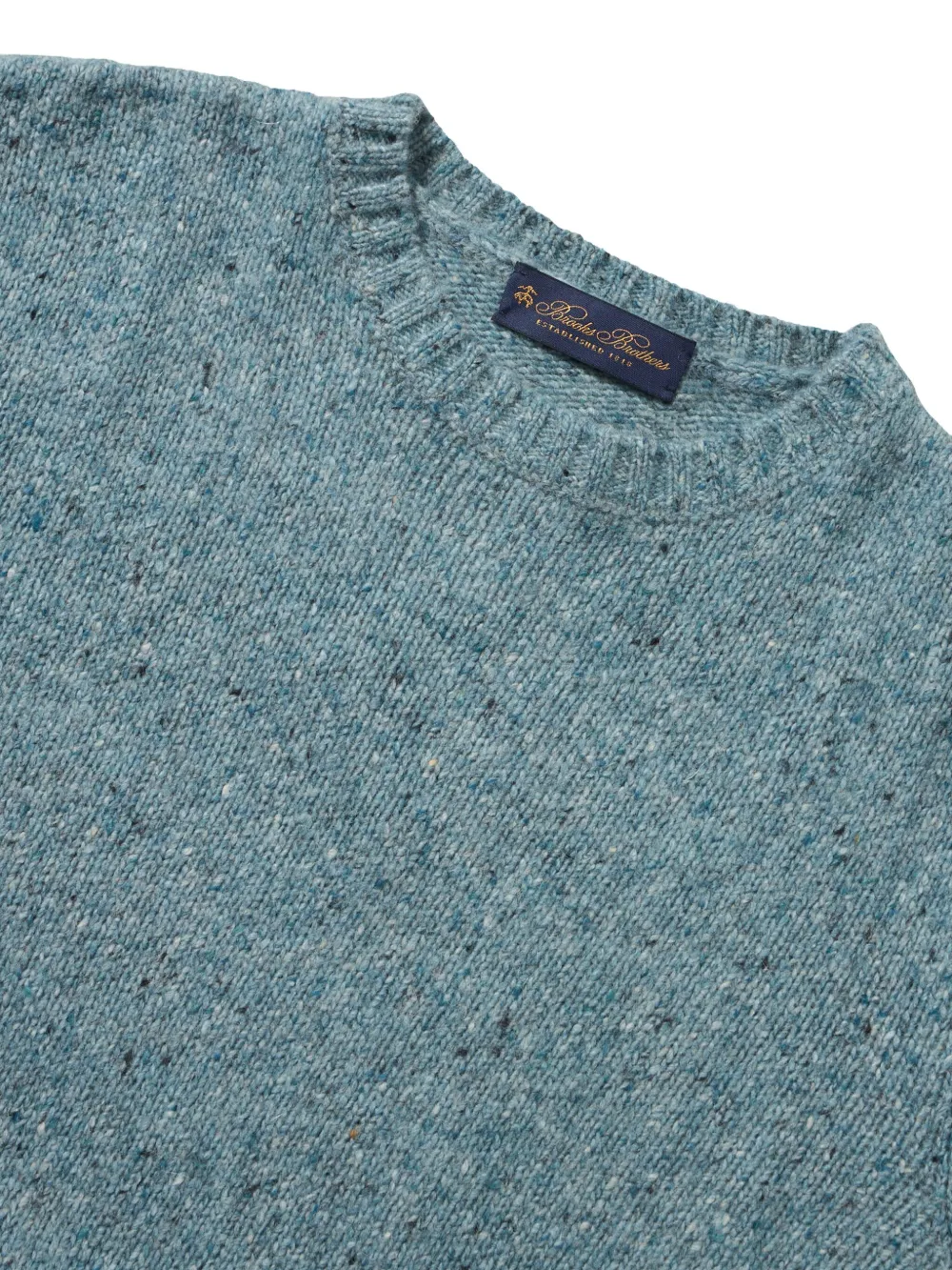 Brooks Brothers Gespikkelde trui met ronde hals Blauw