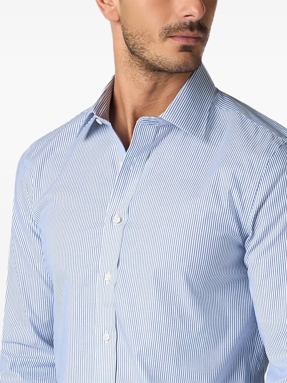 Brooks Brothers Gestreept overhemd met knoop Blauw