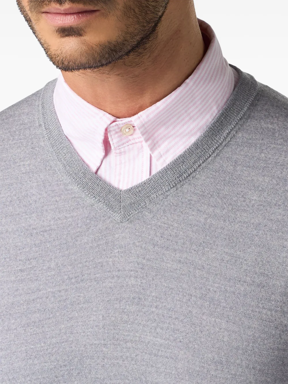 Brooks Brothers Trui met V-hals Grijs