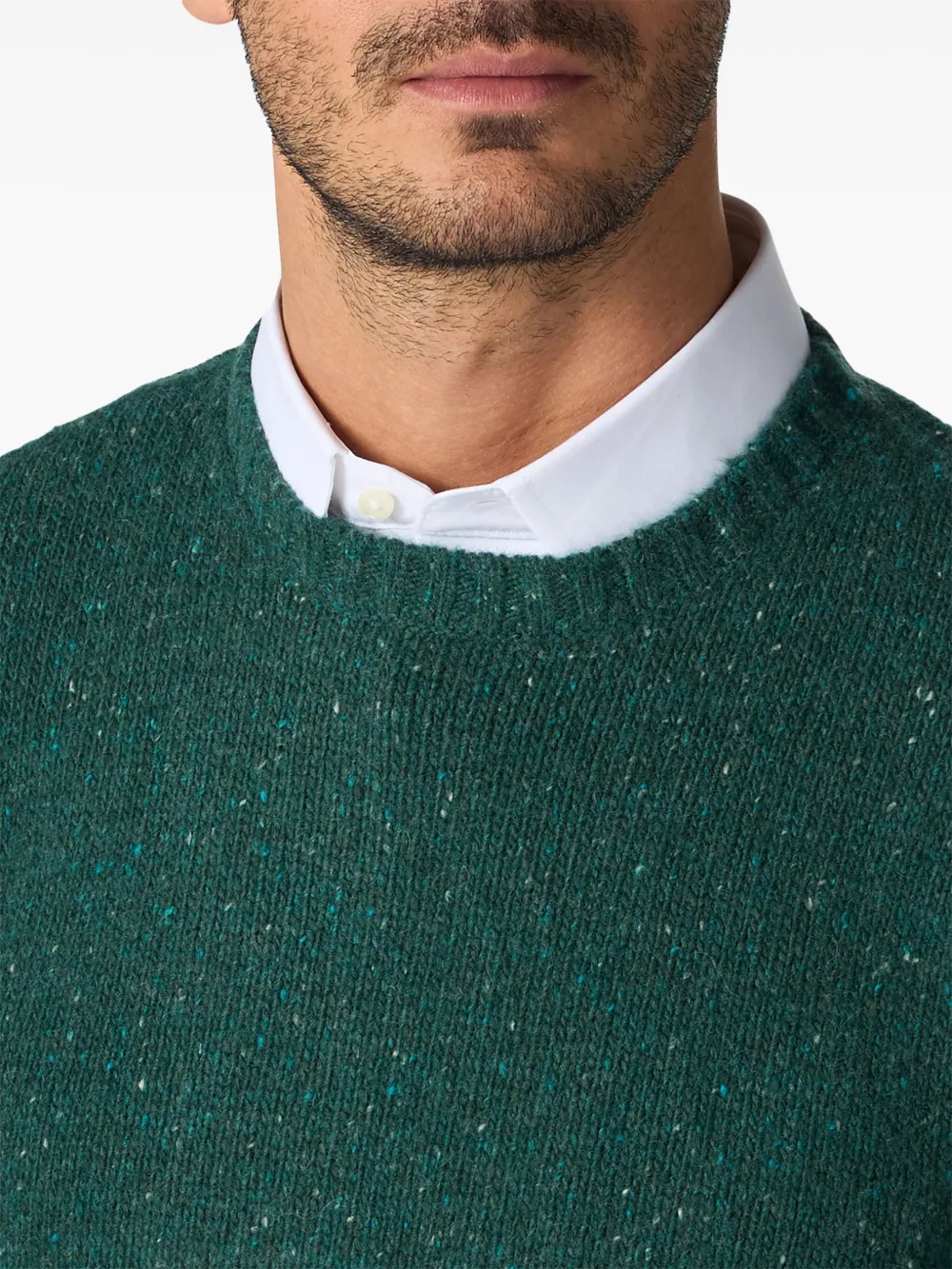 Brooks Brothers Gespikkelde trui met ronde hals - Groen