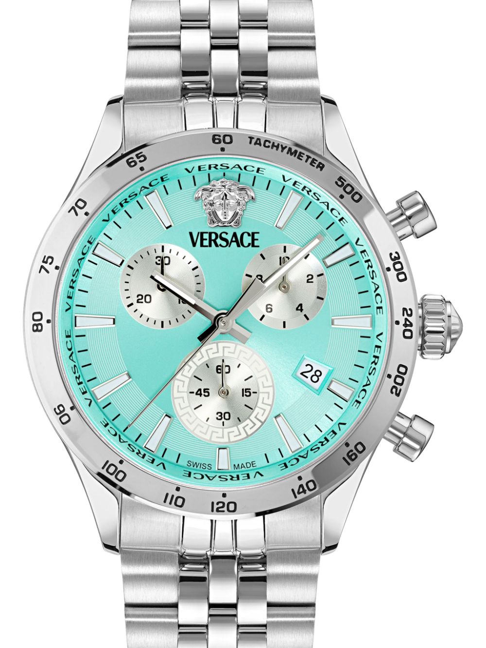 Versace V-Code 40 mm horloge - Blauw