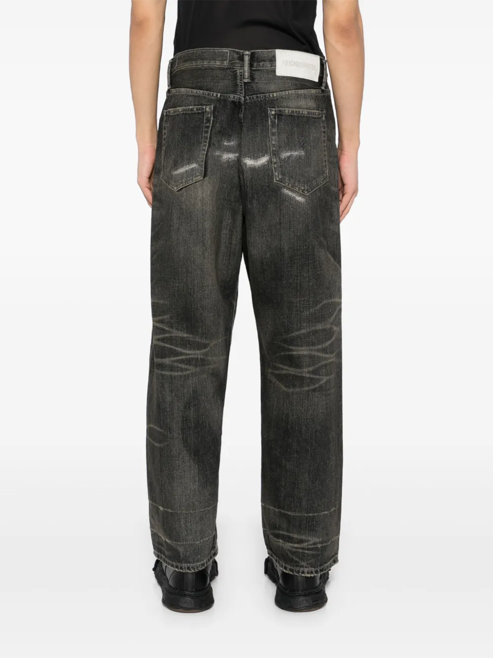 Neighborhood Jeans met wijde pijpen Zwart