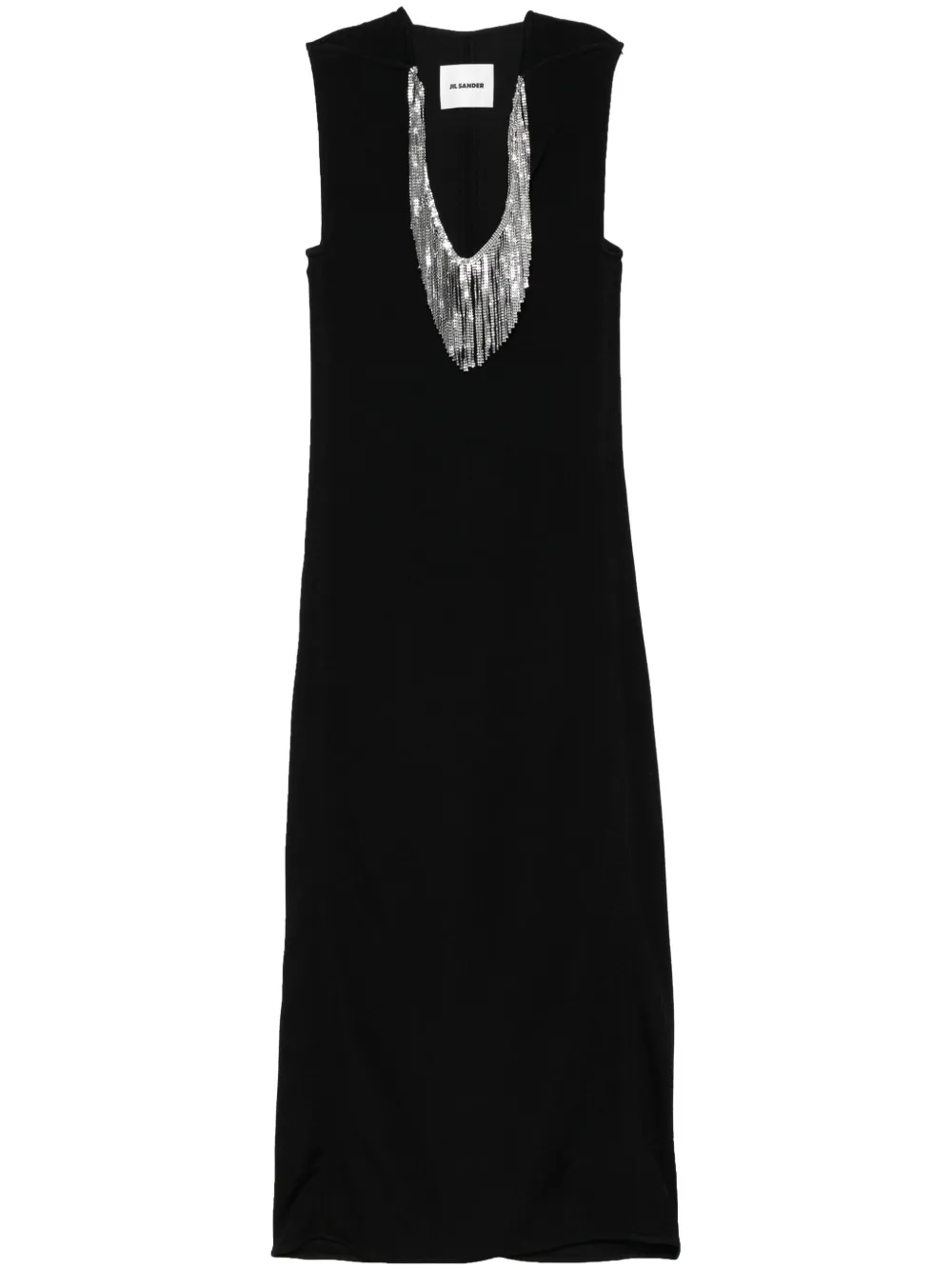 Jil Sander fringed-mesh maxi dress | Black | Image 1