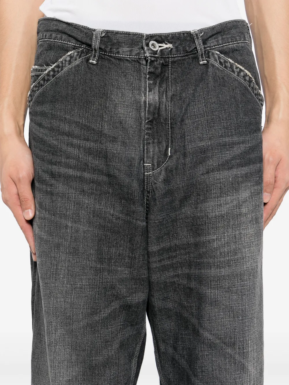 Neighborhood Jeans met wijde pijpen Zwart