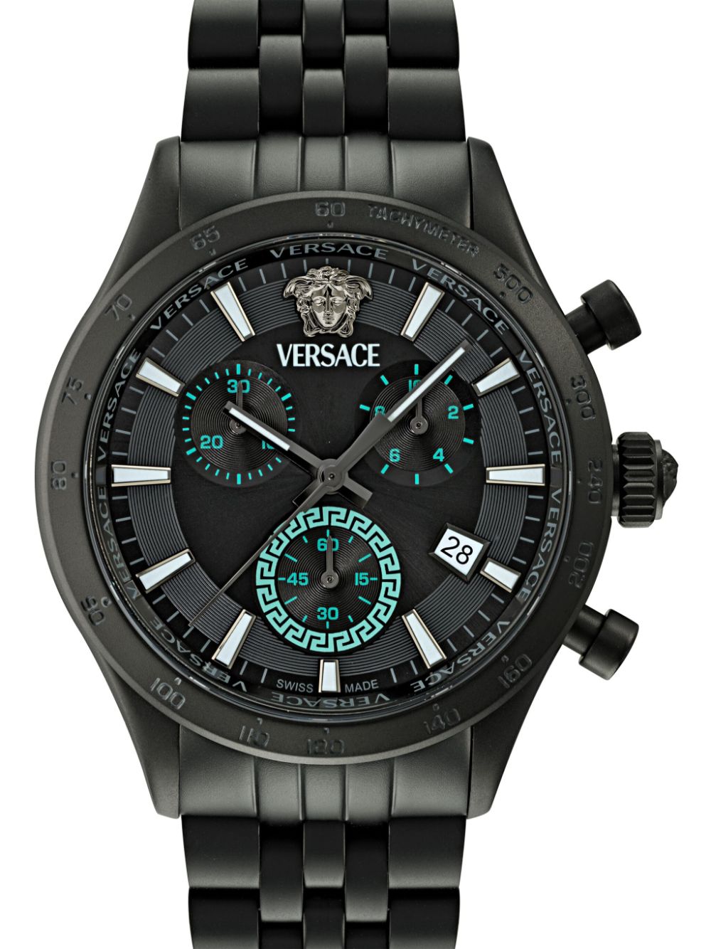 Versace V-Code 40 mm horloge - Zwart