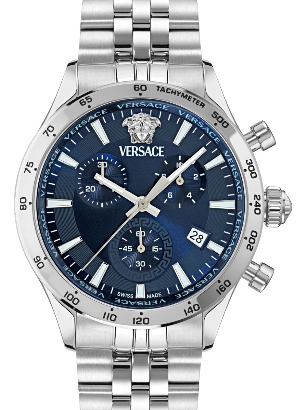 Versace V-Code 40 mm horloge - Blauw