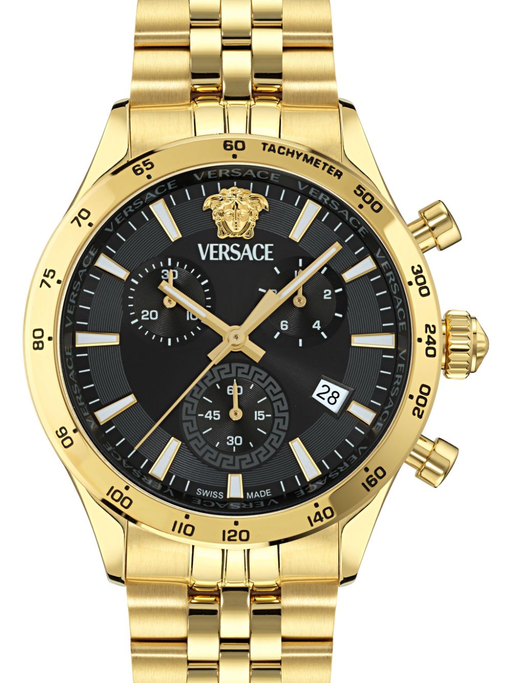 Versace V-Code 40 mm horloge - Zwart