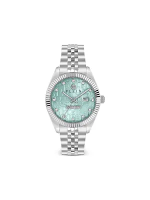 Philipp Plein Orologio Uomo DATE SUPERLATIVE GENT – Quarzo, Cassa Acciaio Nero 42mm, Cinturino Acciaio, Quadrante Con Datario E Lunetta Con Pietre Bianche