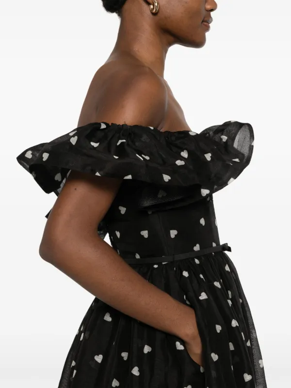 【Zimmermann】CRUSH FRILLED MIDI DRESS ハート フリル ミディ Crush Frilled Midi Dress Black Hearts Online | Zimmermann