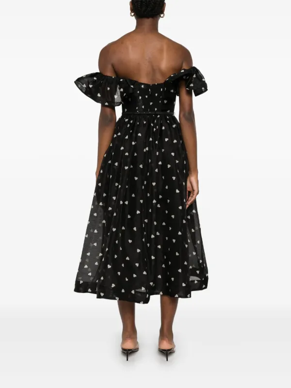 ZIMMERMANN Crush Frilled Midi Dress | Black | FARFETCH CA
