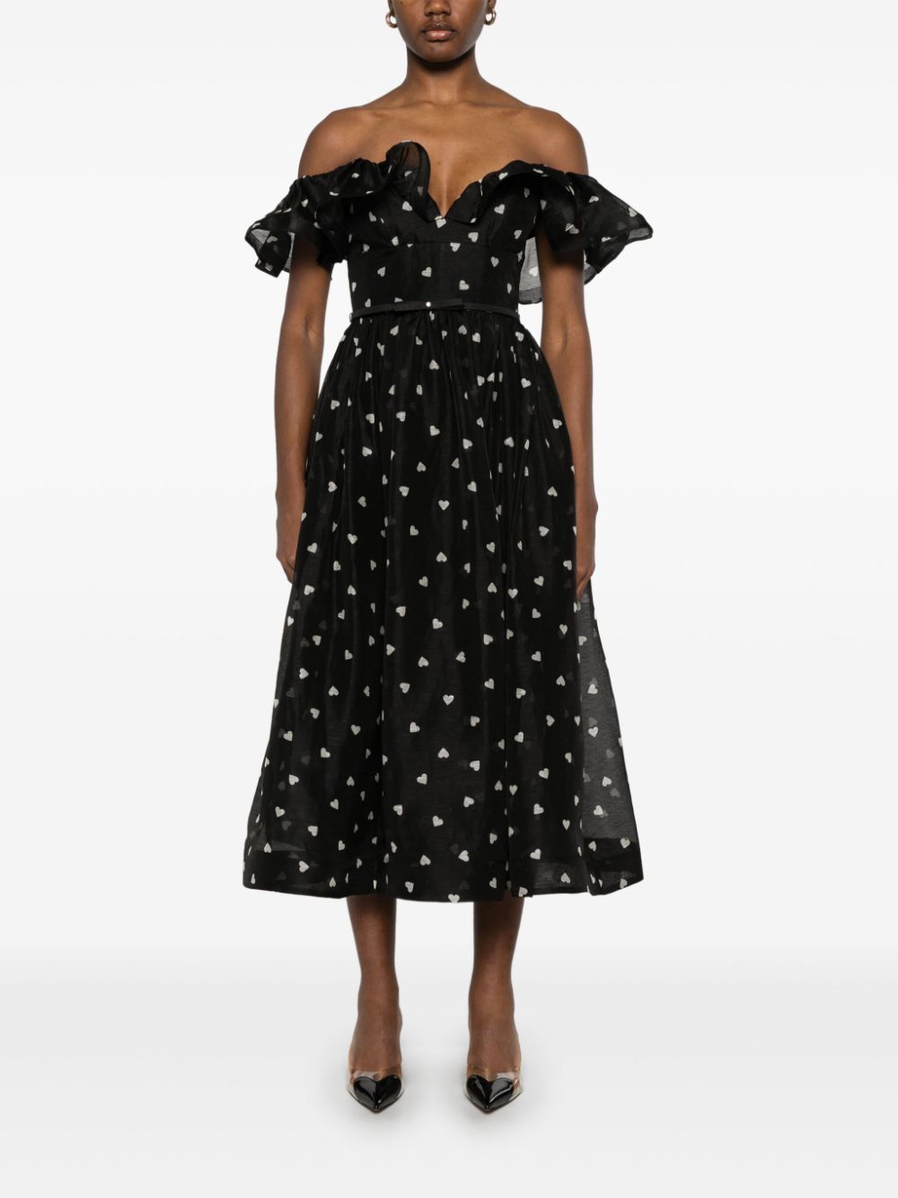 ZIMMERMANN Crush Frilled midi dress - Black