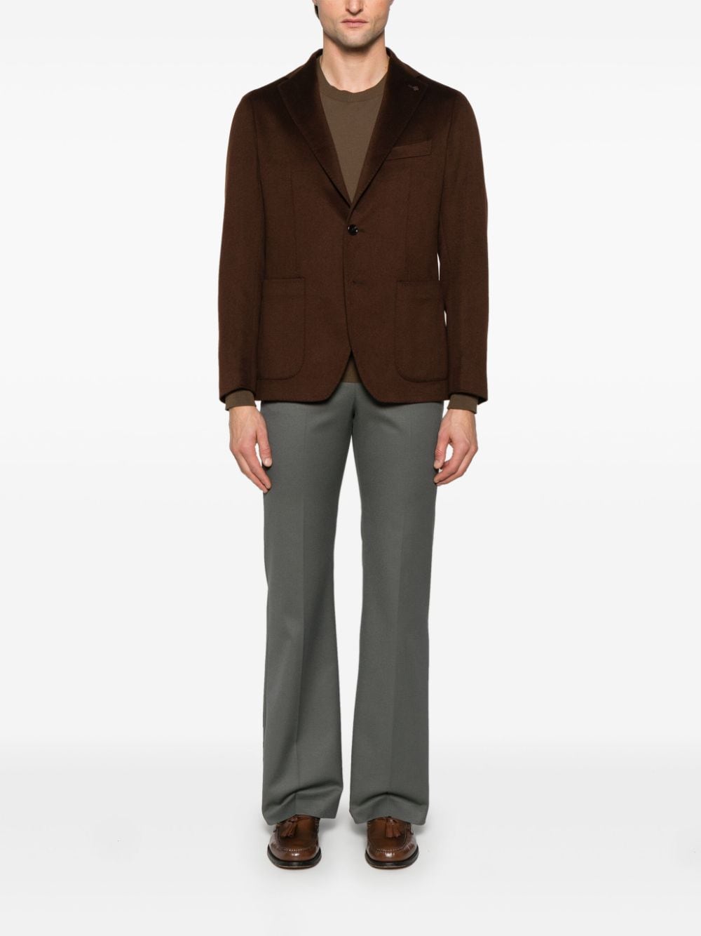 Shop Tagliatore Brooch-detail Blazer In Brown