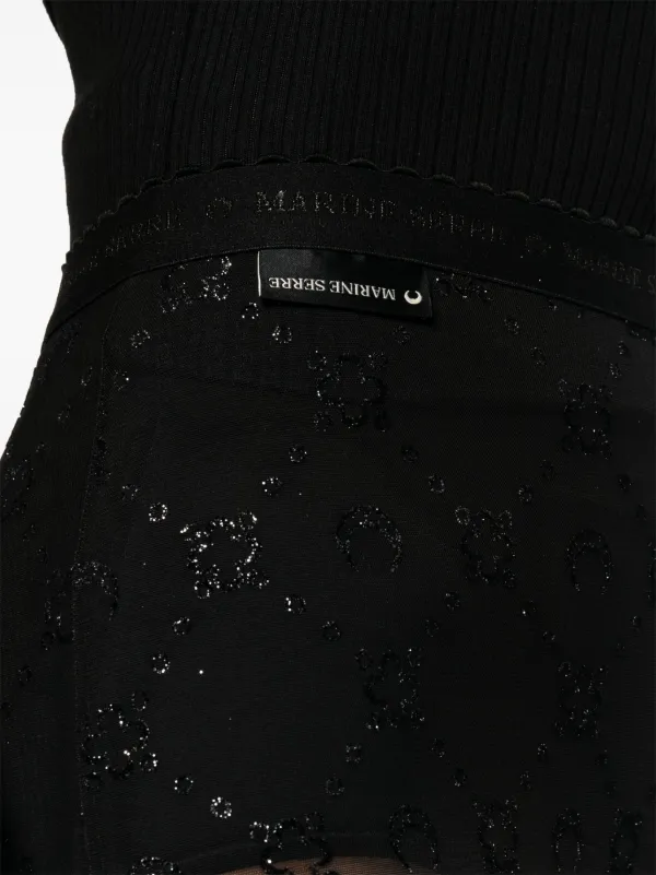 Marine Serre moon-embroidered Mesh Tights | Black | FARFETCH