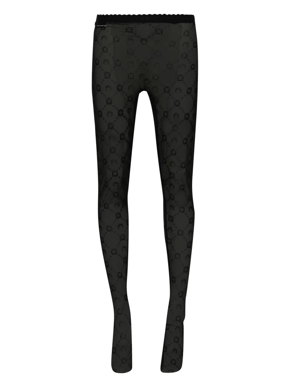 Marine Serre moon-embroidered mesh tights – Black