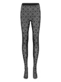 Marine Serre moon-embroidered mesh tights - Black
