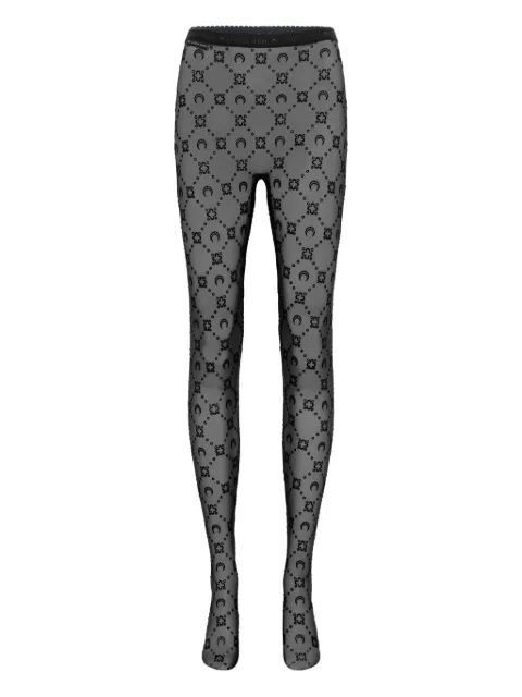 Marine Serre moon-embroidered mesh tights