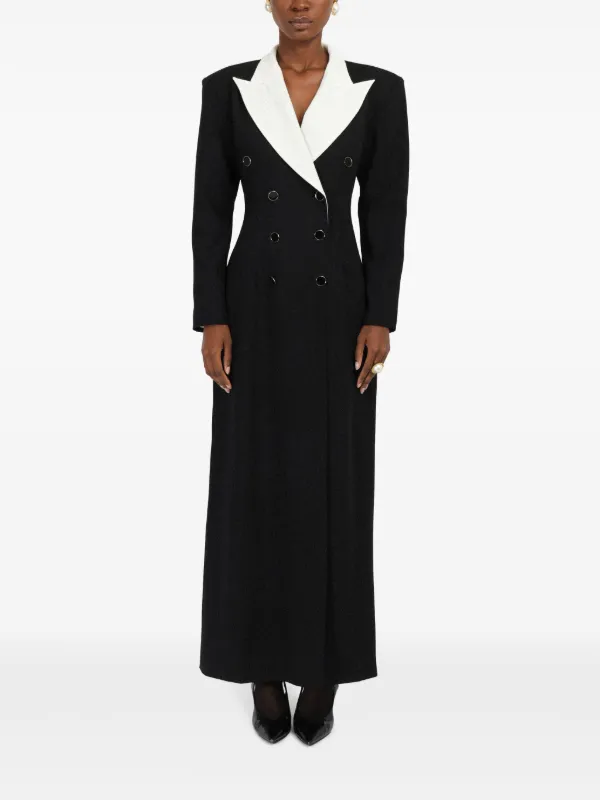 Rowen Rose contrasting-collar Tuxedo Maxi Dress | Black | FARFETCH