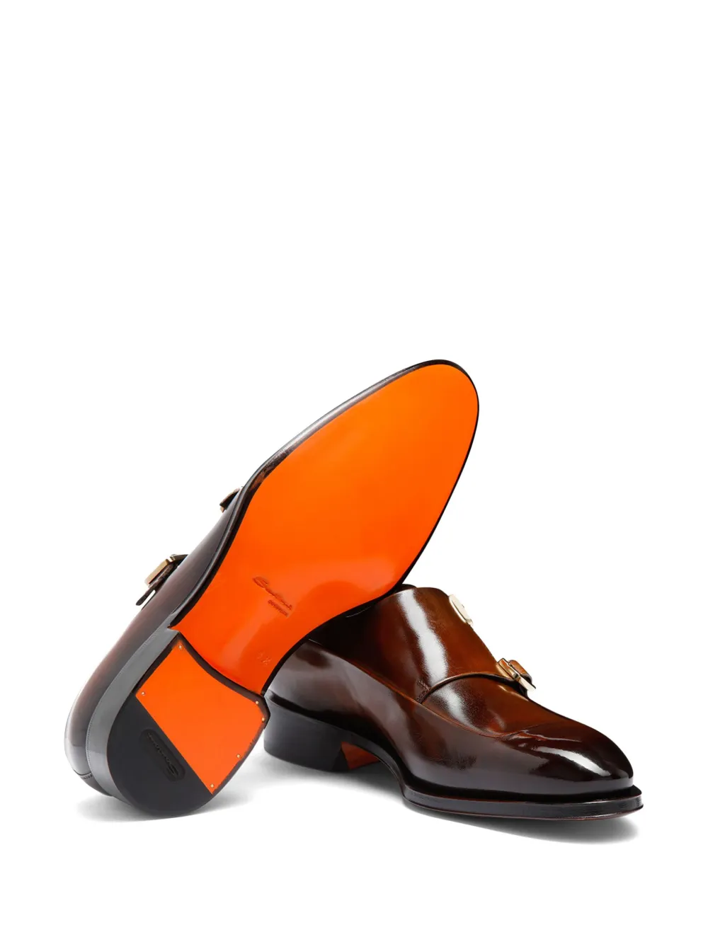 Santoni Leren gespschoenen Bruin
